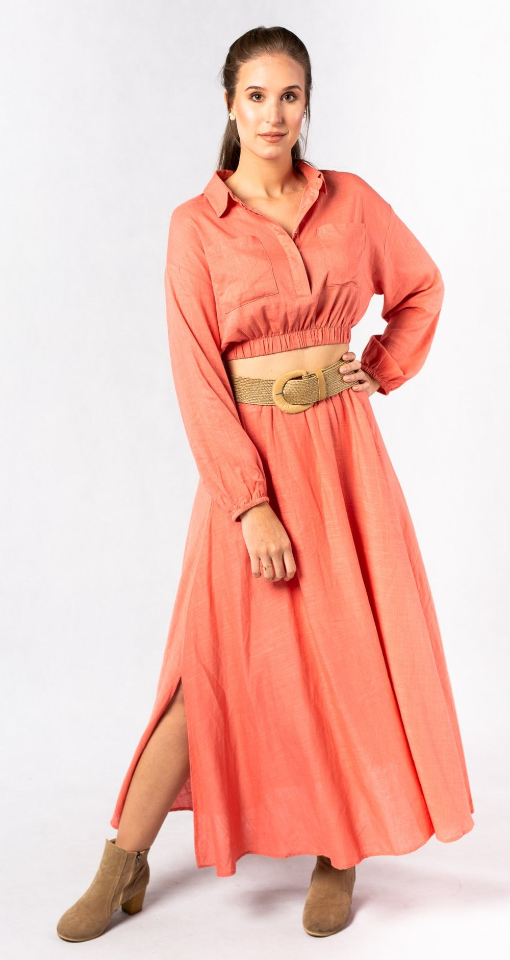 Coraline Midi Skirt Coral – Flamboyant Co