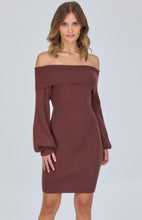 Load image into Gallery viewer, Lily Midi Dress Off the Shoulder - Chocolate
