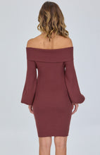 Load image into Gallery viewer, Lily Midi Dress Off the Shoulder - Chocolate

